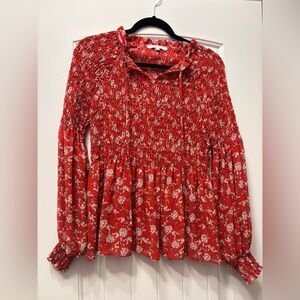 Rose & Olive Red and White Floral Blouse